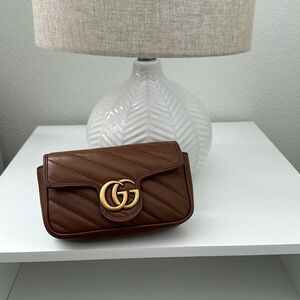 Gucci Azalea Calfskin Matelasse Diagonal Super Mini GG Marmont Shoulder Bag Cuir